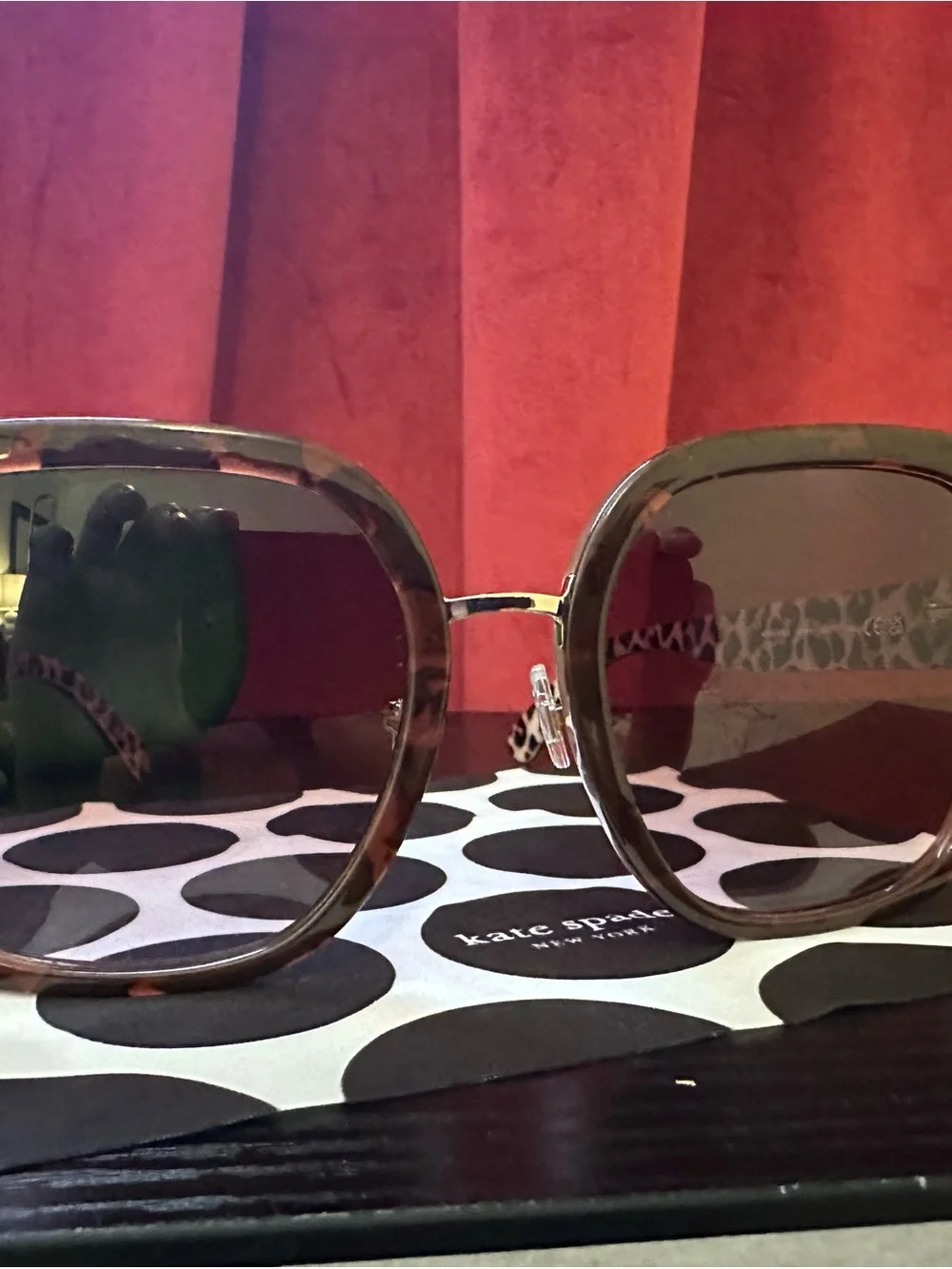 kate spade Brown Tortoiseshell Square Sunglasses with Dark Lenses